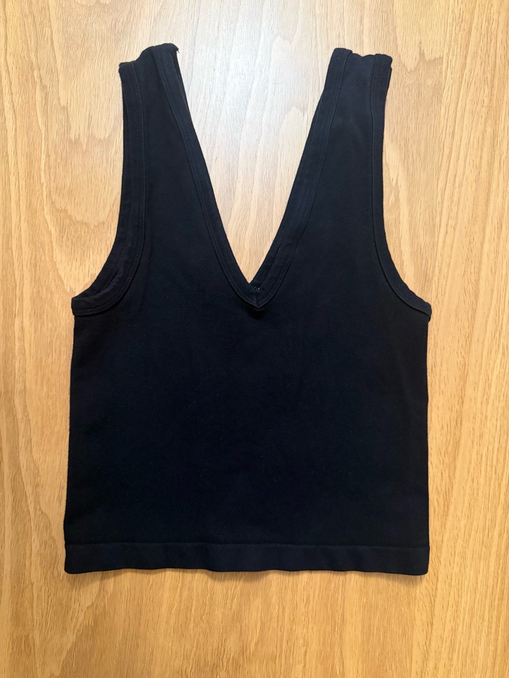 Sincerely Jules Black Deep V-Neck Cropped Tank Top